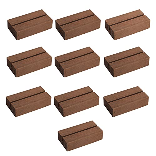 AIEX 10 Stück Kartenhalter aus Holz, Namenskarten Halter Glatt Schilderhalter für Hochzeit Abendessen Partys Veranstaltungen Dekoration (Walnussfarbe, 7.6x4x2 cm) von AIEX