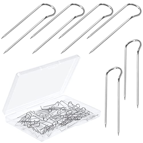 AIEX 100pcs Sewing Pins, Quiltnadeln Gebogen Stecknadeln Quilting Pins Gebogene Gerade Stifte Doppelblockierstifte Gabelstifte zum Nähen von Schmuck Florale Anstecknadel(Silber) von AIEX