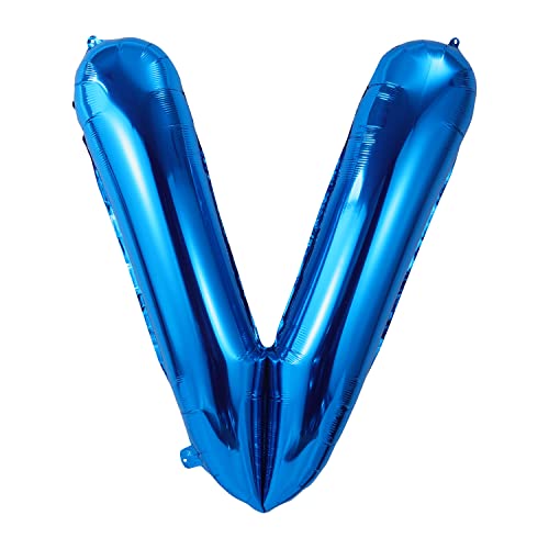 AIEX 101,6cm Buchstabenballon Blau, Große Buchstaben Ballons Folienballons Buchstaben Blau Dekoration für Geburtstag Hochzeit Jubiläum Party Buchstabe V von AIEX