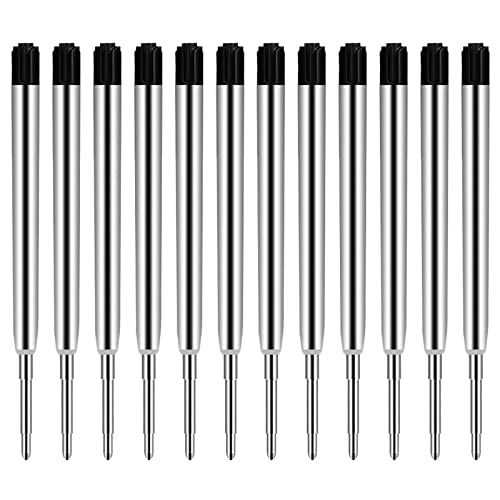AIEX 12 Stück Austauschbare Kugelschreiberminen, Metall Kugelschreibermine mit Mittelgroßer Spitze, Glattes Schreiben Kugelschreiber Ersatztinte (Schwarz) von AIEX