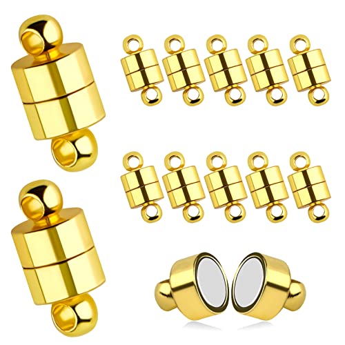 AIEX 12pcs Magnetverschlüsse Schmuck, Magnetverschlüsse für Armbänder mit Runder Schnalle, Magnetische Verschlüsse Magnetische Schmuckverschlüsse für Die Herstellung von Schmuckketten (Gold) von AIEX