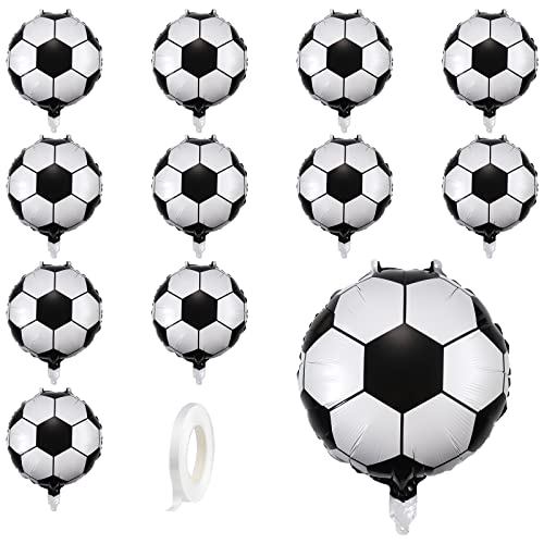 AIEX 12stk 45,7cm Fußball Luftballon, Fussball Luftballon Deko mit 10m Weißer Schnur Fußball Party Zubehör für Fußball-Thema Kindergeburtstag Party Dekorationen von AIEX