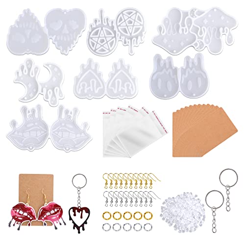 AIEX 147 Stücke Harzformen für Schmuck Silikon-Ohrring-Harzformen für Schmuck Harzformen Set Halsketten Basteln Heimwerken und Schlüsselanhänger Ohrringhaken und Rücken Biegeringe AIEX 147 Stücke Harzformen für Schmuck Silikon-Ohrring-Harzformen für Schmuck Harzformen Set Halsketten Basteln Heimwerken und Schlüsselanhänger Ohrringhaken und Rücken Biegeringe von AIEX