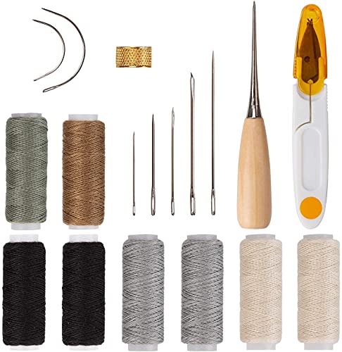 AIEX 18-teiliges Werkzeug Leder Nähnadeln für Lederreparatur für Polsterleder, Teppiche, Leinwand, Nähzubehör von AIEX