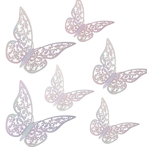 AIEX 24 Stück Schmetterlinge Ornamente 3D Dekoration Dekorative Aufkleber abnehmbar lebhaft mit 3 verschiedenen Größen (bunt) von AIEX