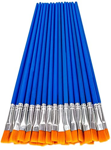 AIEX 30 Stück Flach Pinsel Nylonhaar Künstler Pinsel Set für Acryl, Aquarell, Öl, Modellbau, Strichzeichnung (blau) von AIEX