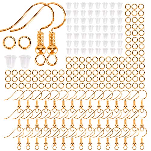 AIEX 300 Stück 925 Versilberte Ohrringhaken Hypoallergene Ohrhaken für Die Herstellung von DIY Ohrringen mit Durchsichtigen Ohrring Sicherheitsrücken und Biegeringen von AIEX