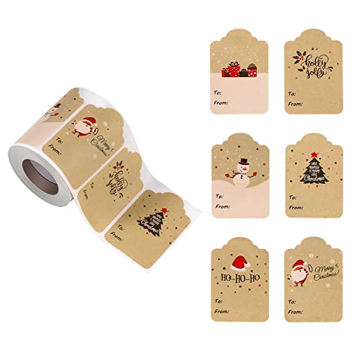 AIEX 300 Stück Weihnachts Geschenkanhänger, 5x7.5cm Weihnachtsetiketten Weihnachtsetiketten Aufkleber für Umschläge Schachteln Karten Weihnachtsdekoration Geschenkverpackung von AIEX