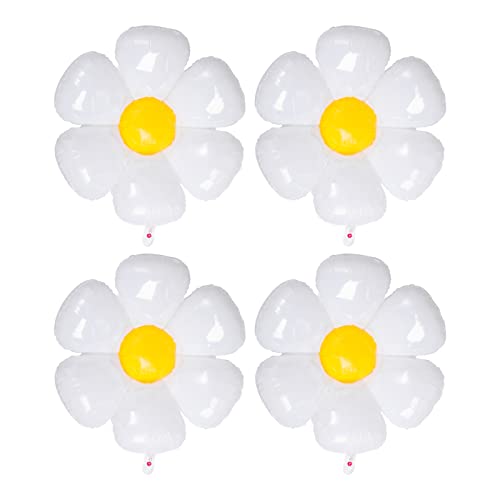 AIEX 4 Stück Gänseblümchen Luftballons, 114 cm Weißer Ballon, Frischer Stil Aluminiumfolien Partyballons für Foto-Requisiten Geburtstagsfeiern Hochzeiten (Große Größe) von AIEX