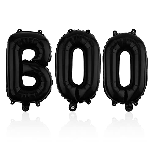 AIEX 40cm Halloween Boo Luftballons, Halloween Folienballon Halloween Ballon Girlande Party Ballons Halloween Party Deko mit Löchern zum Aufhängen (Schwarz) von AIEX
