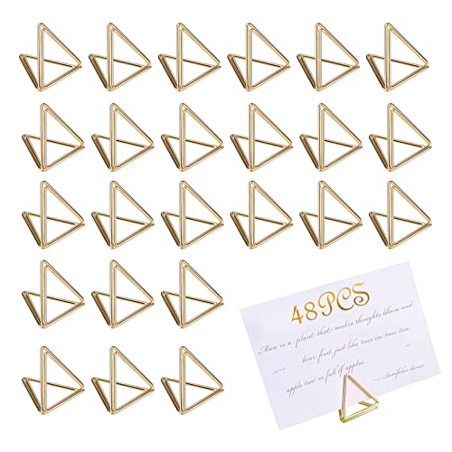 AIEX 48 Stück Mini Tischkartenhalter, Tisch Nummern Halter Kleines Dreieck Fotobildhalter für Tische Geeignet für Hochzeiten Partys Restaurants Geburtstage (Gold) von AIEX