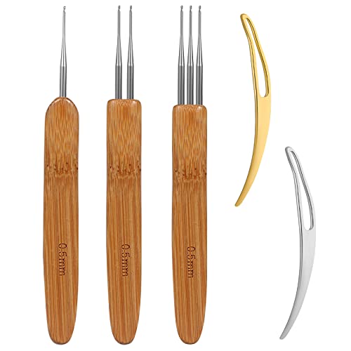 AIEX Dreadlock-Häkelnadeln, 5-teilig, inkl. 3 Dreadlock-Haken mit verschiedenen Nadeln, Haken, 2 Werkzeuge, Haarverriegelung, für Zöpfe, DIY (0,5 mm) von AIEX