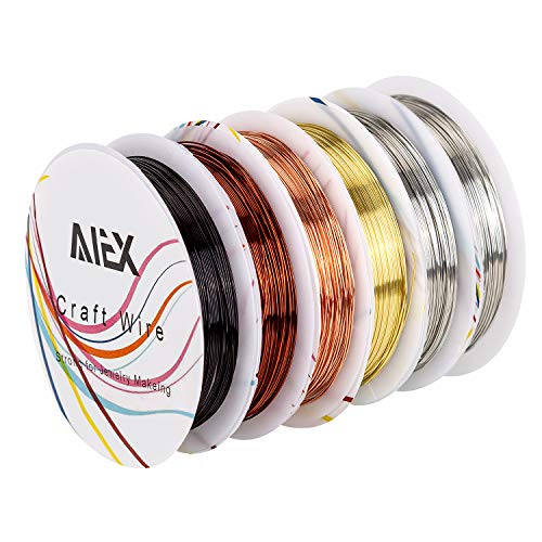 AIEX 6 Rollen 26 Gauge, Metalldraht, Schmuck, Kupfer, für Handwerk, Perlen, Schmuckherstellung von AIEX