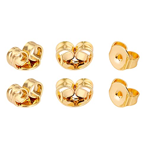 AIEX 6 Stück / 3 paar Ohrring Stopper Gold Ersatz Sichere Ohrverriegelung für Ohrstecker, Schmuckherstellung, Gold, 6 x 5 mm von AIEX