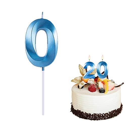 AIEX 7cm Blaue Geburtstagn Nummer Kerzen, 3D Zahlen Geburtstagskerzen für Torte Zahlen Kuchenzahlenkerzen Zahlenkerzen für Jubiläen Partys Kinder Erwachsene (0) von AIEX