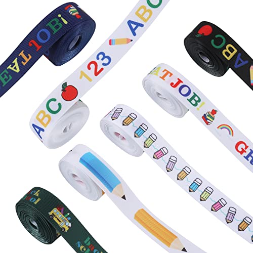 AIEX 8 Rollen 40 Yards Back to School Ribbons Schulrockband Bunte Punkte Bleistifte Sterne Muster Schulband verdrahtet für DIY Wrapping Dekorationen Haarschleifen Kranzherstellung Schleife (8 Styles) AIEX 8 Rollen 40 Yards Back to School Ribbons Schulrockband Bunte Punkte Bleistifte Sterne Muster Schulband verdrahtet für DIY Wrapping Dekorationen Haarschleifen Kranzherstellung Schleife (8 Styles) von AIEX