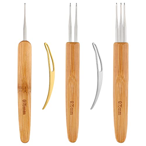 AIEX Dreadlock-Häkelnadeln, 5-teilig, inkl. 3 Dreadlock-Haken mit verschiedenen Nadeln, Haken, 2 Werkzeuge, Haarverriegelung, für DIY Zöpfe (0,75 mm) von AIEX
