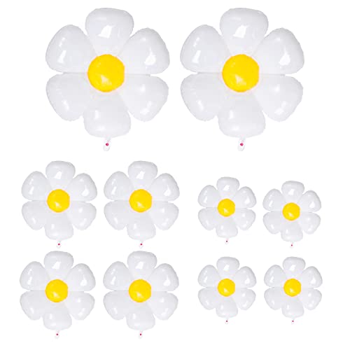 AIEX Gänseblümchen Ballon Set Weißer Blumen Ballon Set Aluminiumfolie Heliumballon Niedliche Luftballons Foto Requisite Dekorationen für Geburtstagsfeier Hochzeit Babyparty (3 Größen) von AIEX