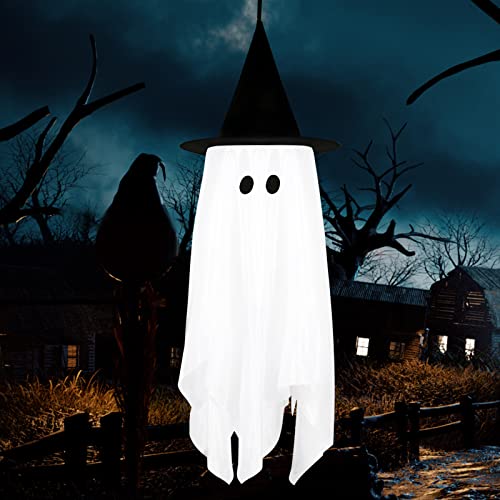 AIEX Halloween Geist Dekoration, Halloween Geist Hängend Hexenhut Weiße Geister Deko für Hof Garten Urlaubsparty Dekoration AIEX Halloween Geist Dekoration, Halloween Geist Hängend Hexenhut Weiße Geister Deko für Hof Garten Urlaubsparty Dekoration von AIEX