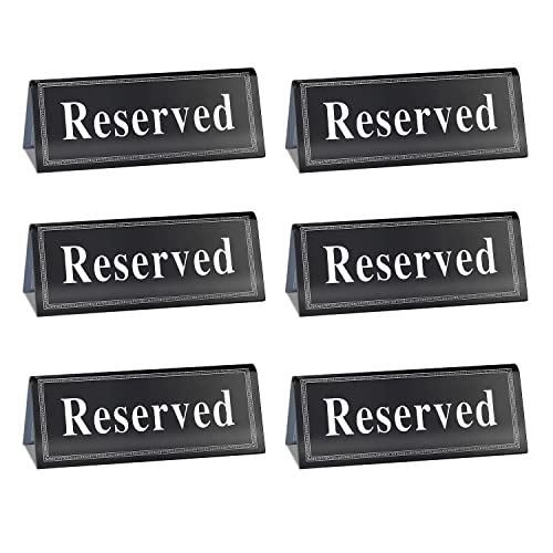 AIEX Reserviert Schilder, 6 Stück Reserviert Schilder Hochzeit Acryl Reserved Signs für Hochzeit Restaurant Party Tischplatte (Schwarzer Hintergrund, Weiße Wörter, 12x5 cm) von AIEX