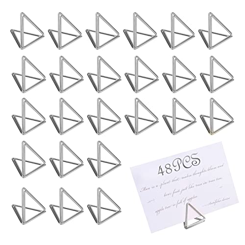 AIEX Tischkartenhalter, 48 Stück, dreieckig, klein, für Tische, geeignet für Hochzeiten, Partys, Restaurants, Geburtstage (Silber) von AIEX