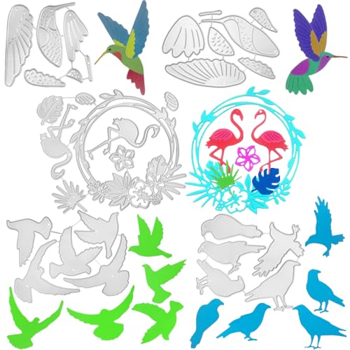 5 x Vogel-Stanzformen für Kartenherstellung, AIFUDA Tier-Metall-Stanzformen Kolibri-Stanzformen für Kartenherstellung, Zubehör, Scrapbooking, Alben, Basteln von AIFUDA