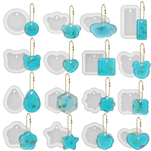 AIFUDA 16 Stück geometrische Anhänger Harz Formen mit Loch zum Aufhängen, Harz Schmuck Formen DIY Epoxidharz Formen für Halskette Schlüsselanhänger Schmuckherstellung AIFUDA 16 Stück geometrische Anhänger Harz Formen mit Loch zum Aufhängen, Harz Schmuck Formen DIY Epoxidharz Formen für Halskette Schlüsselanhänger Schmuckherstellung von AIFUDA