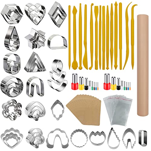 AIFUDA Modelliermassen-Ausstecher-Set, 49 Formen, Ton-Ohrringschneider mit 51 Ohrringen, Zubehör für Polymer-Ton, Ohrringe, Schmuckherstellung, Rosa, 100 Stück von AIFUDA