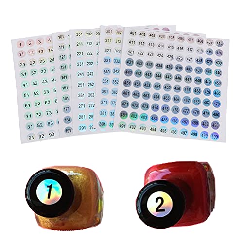 AIGOHOM 5 Bögen Zahlenaufkleber, 1-500 Aufkleber, selbstklebend, selbstklebend, selbstklebend, wasserdicht, zum Markieren von Gewürzflaschen in der Küche, Bargläser von AIGOHOM