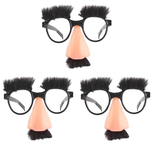 Lustige Brille, Augenbrauen und Schnurrbart, große Nase, Kostümbrille, Verkleidungsbrille, lustige Halloween-Brille mit großer Nase für Halloween-Kostümparty-Dekoration, Erwachsenenversion, 3er-Pack ( von AIGOUT