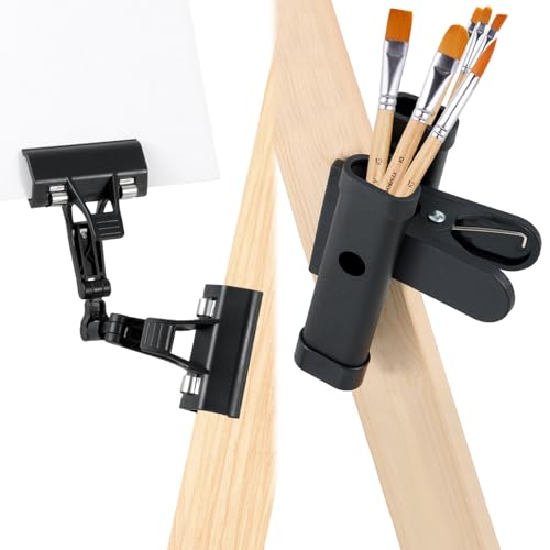 AIHSUMC Staffelei-Pinsel-Clip mit drehbarem Kopierhalter-Clip, Pinselhalter, verstellbar, faltbar, Papierkopierklammern, Doppelkopf, Malklammer, Staffelei, Zubehör für Pinsel von AIHSUMC