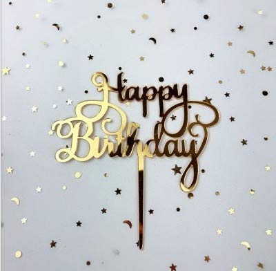 AILEXI 1 Count Acryl Glitter Kuchen dekorieren Topper - Happy Birthday Gold von AILEXI