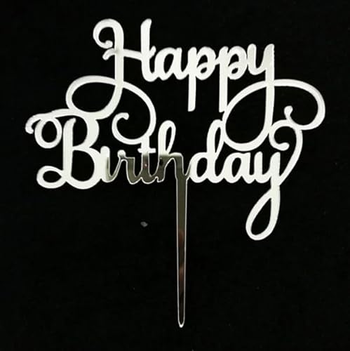 AILEXI 1 Count Acryl Glitter Kuchen dekorieren Topper - Happy Birthday Silber von AILEXI