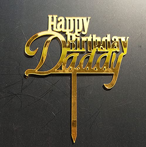 AILEXI 1 Zählung Acryl Glitter Kuchen Topper verzieren - Happy Birthday Daddy Gold von AILEXI