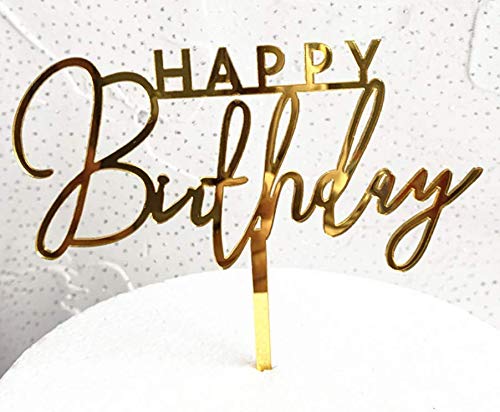 AILEXI 1 Zählung Acryl Glitter Kuchen Topper verzieren - Happy Birthday Gold 0305 von AILEXI