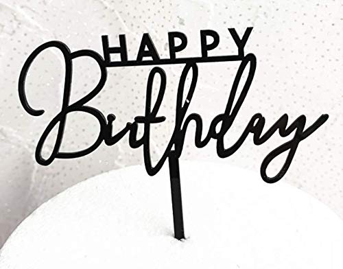 AILEXI 1 Zählung Acryl Glitter Kuchen Topper verzieren - Happy Birthday Schwarz 0312 von AILEXI