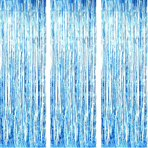 AILEXI 3 Pack Metall Lametta Vorhänge Folie Fransen Schimmer Vorhang Tür Fenster Dekoration für Geburtstag Hochzeit Partei liefert Luftschlangen 92 * 245cm - Hellblau AILEXI 3 Pack Metall Lametta Vorhänge Folie Fransen Schimmer Vorhang Tür Fenster Dekoration für Geburtstag Hochzeit Partei liefert Luftschlangen 92 * 245cm - Hellblau von AILEXI
