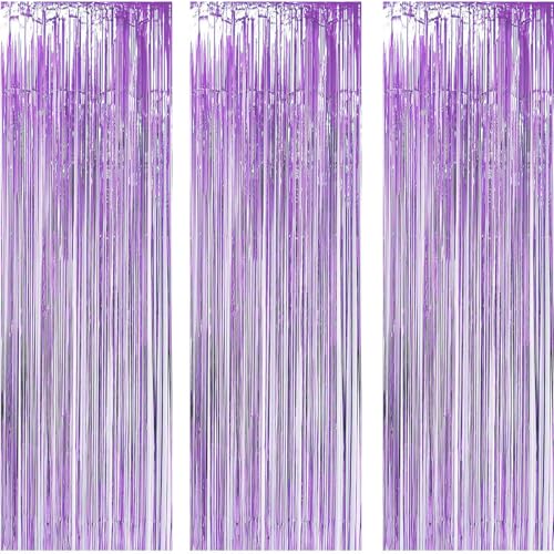 AILEXI 3 Pack Metall Lametta Vorhänge Folie Fransen Schimmer Vorhang Tür Fenster Dekoration für Geburtstag Hochzeit Partei liefert Luftschlangen 92 * 245cm - Violett AILEXI 3 Pack Metall Lametta Vorhänge Folie Fransen Schimmer Vorhang Tür Fenster Dekoration für Geburtstag Hochzeit Partei liefert Luftschlangen 92 * 245cm - Violett von AILEXI