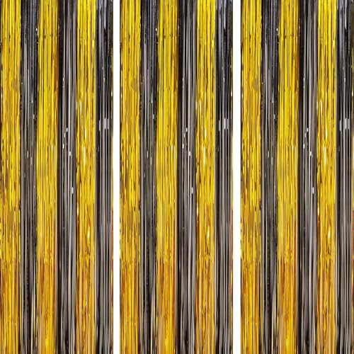 AILEXI 3er Pack Metallic Lametta Vorhänge Folie Fransen Schimmer Luftschlangen Vorhang Tür Fenster Dekoration für Geburtstag Hochzeitsfeier Lieferungen 1 * 2M - Schwarzes Gold AILEXI 3er Pack Metallic Lametta Vorhänge Folie Fransen Schimmer Luftschlangen Vorhang Tür Fenster Dekoration für Geburtstag Hochzeitsfeier Lieferungen 1 * 2M - Schwarzes Gold von AILEXI
