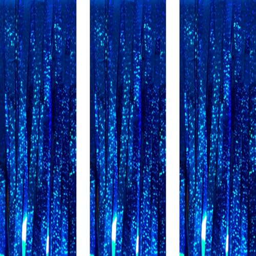 AILEXI 3er Pack Metallic Lametta Vorhänge Folie Fransen Schimmer Luftschlangen Vorhang Tür Fenster Dekoration für Geburtstag Hochzeitsfeier Lieferungen 3ft * 8ft - Laser Blau AILEXI 3er Pack Metallic Lametta Vorhänge Folie Fransen Schimmer Luftschlangen Vorhang Tür Fenster Dekoration für Geburtstag Hochzeitsfeier Lieferungen 3ft * 8ft - Laser Blau von AILEXI
