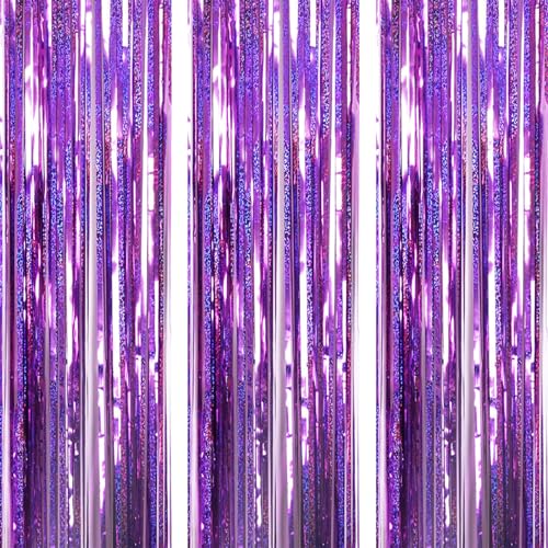 AILEXI 3er Pack Metallic Lametta Vorhänge Folie Fransen Schimmer Luftschlangen Vorhang Tür Fenster Dekoration für Geburtstag Hochzeitsfeier Lieferungen 3ft * 8ft - Laser-Purpur AILEXI 3er Pack Metallic Lametta Vorhänge Folie Fransen Schimmer Luftschlangen Vorhang Tür Fenster Dekoration für Geburtstag Hochzeitsfeier Lieferungen 3ft * 8ft - Laser-Purpur von AILEXI