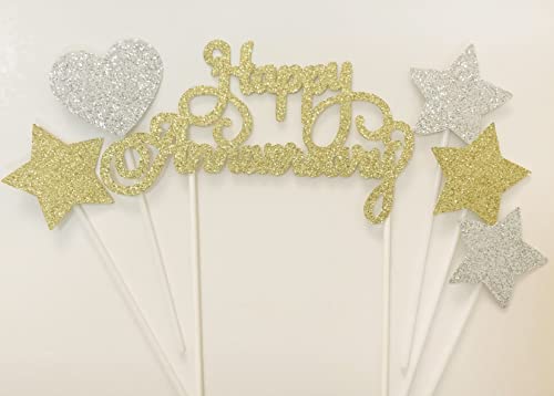 AILEXI 6 Counts Glitter Toppers zum Dekorieren von Hochzeit Graduation Anniversary-Happy Anniversary Gold-Set von AILEXI