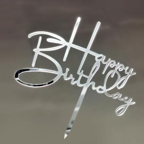 AILEXI Acryl-Glitzer-Kuchendekoration, "Happy Birthday", Silber, A202, 1 Stück AILEXI Acryl-Glitzer-Kuchendekoration, "Happy Birthday", Silber, A202, 1 Stück von AILEXI