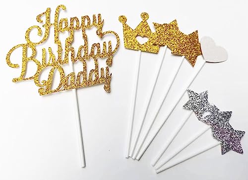 AILEXI 8 Counts Glitter Kuchen Dekorieren Toppers FÜR - Happy Birthday Daddy Gold von AILEXI