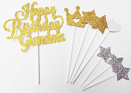 AILEXI 8 Counts Glitter Kuchen Dekorieren Toppers FÜR - Happy Birthday Grandma Gold von AILEXI