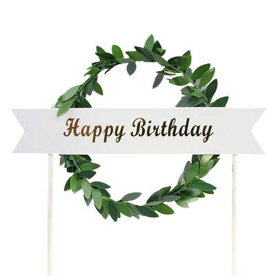 AILEXI Handgemachte 1 Count Glitter Kuchen dekorieren Topper - Happy Birthday Kranz grün von AILEXI