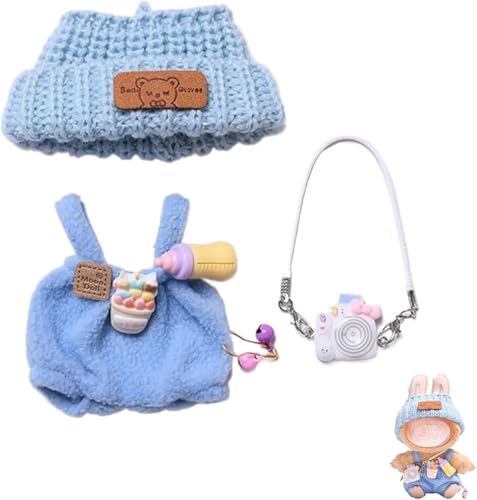 6,7 Zoll Plüsch Puppenkleidung für Labubu,Labubu Puppenkleidung,Handgemachte gehäkelte Puppenkleidung,Elegante Kleidung für Labubu-Puppen (keine Puppe) (BLU) von AILIKIWE