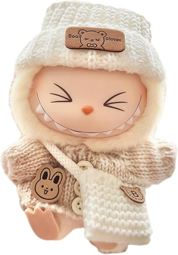 Kleidung für 6,7-Zoll-Plüschpuppen für Labubu,Labubu Puppenkleidung,Handgemachte gehäkelte Puppenkleidung,Elegante Kleidung für Labubu-Puppen (keine Puppe) (GRAU) von AILIKIWE
