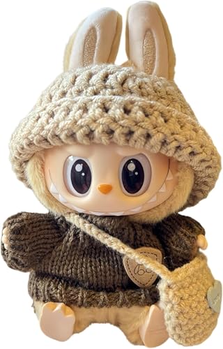 Kleidung für 6,7 Zoll Plüschpuppen für Labubu,Labubu Puppenkleidung,Handgemachte gehäkelte Puppenkleidung,Elegante Kleidung für Labubu-Puppen (keine Puppe) (MARRON) von AILIKIWE