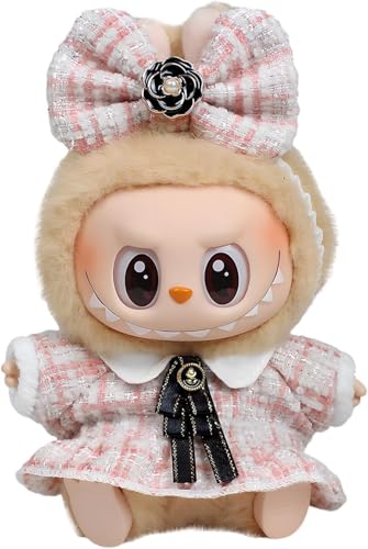 Kleidung für 6,7-Zoll-Plüschpuppen für Labubu,Labubu Puppenkleidung,Handgemachte gehäkelte Puppenkleidung,Elegante Kleidung für Labubu-Puppen (keine Puppe) (NERO2) von AILIKIWE